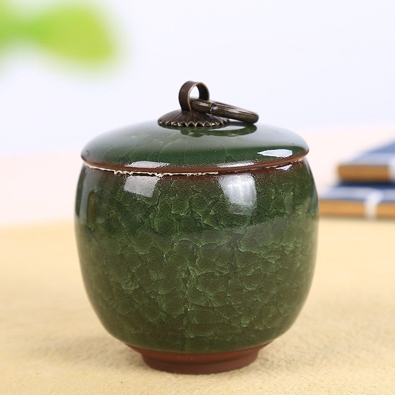 Portable Ceramic Tea Infuser Jar with Unique Crack Pattern