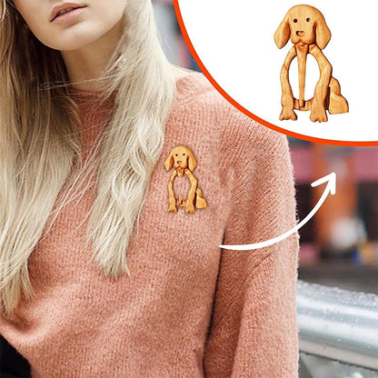 Cute Wooden Animal Pin Badge