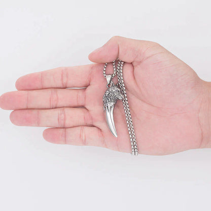 Strong Wolf Head Titanium Necklace