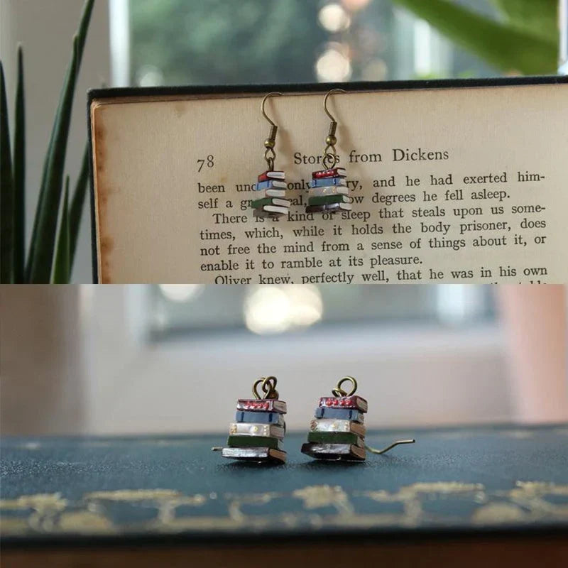 Book Shape Drop Earrings