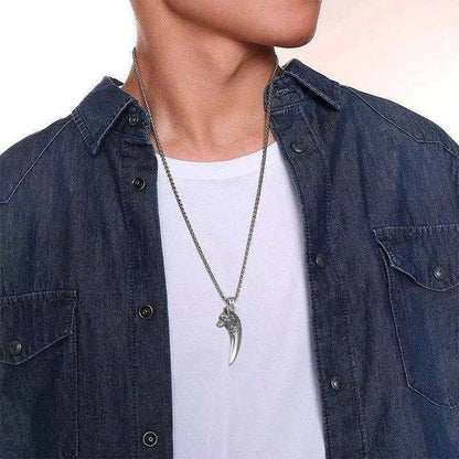 Strong Wolf Head Titanium Necklace
