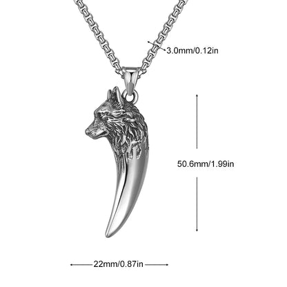 Strong Wolf Head Titanium Necklace