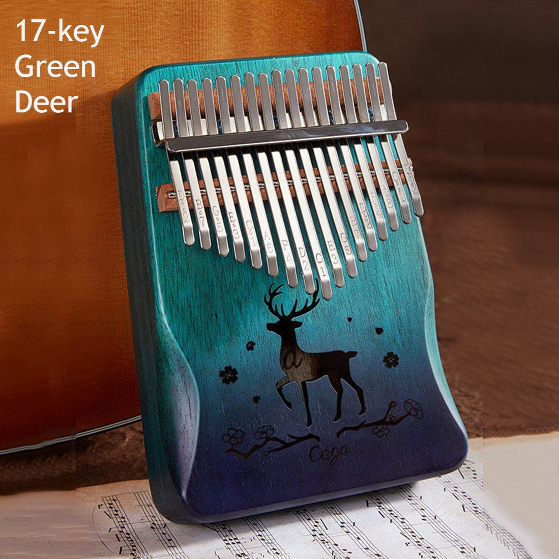Compact Kalimba with 21 Keys and Natural Wood Base