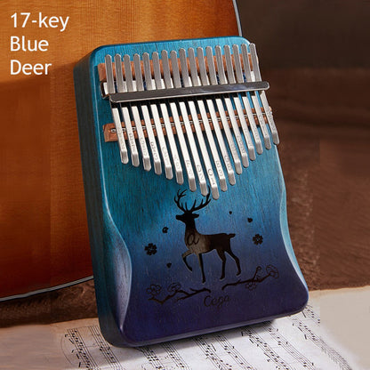 Compact Kalimba with 21 Keys and Natural Wood Base