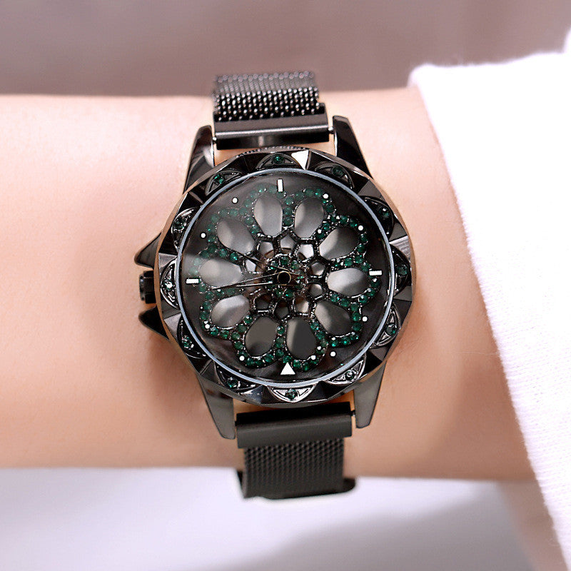 Stylish Ladies Watch with Rotating Dial and Waterproof Strap