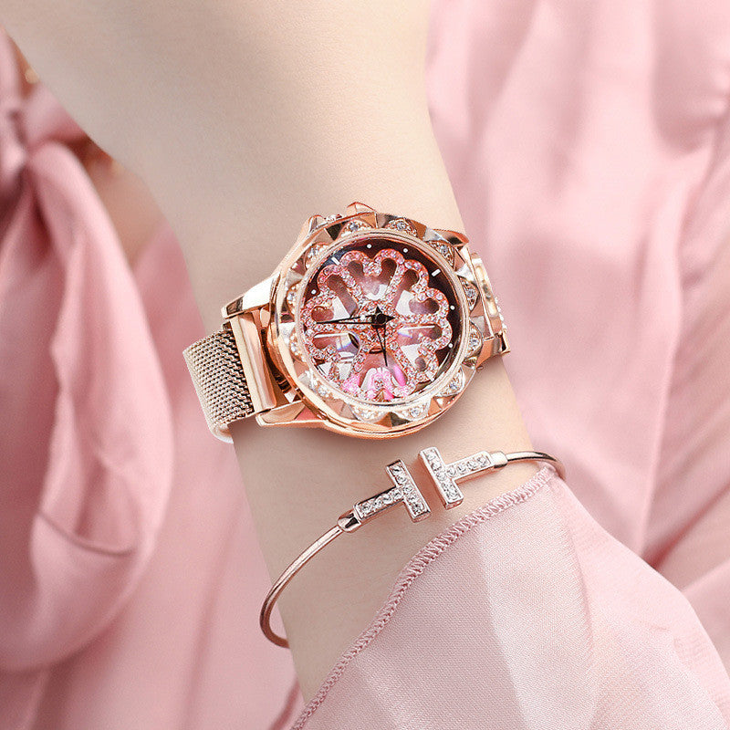Stylish Ladies Watch with Rotating Dial and Waterproof Strap