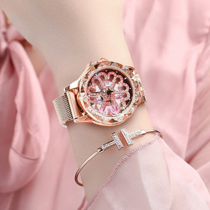 Stylish Ladies Watch with Rotating Dial and Waterproof Strap