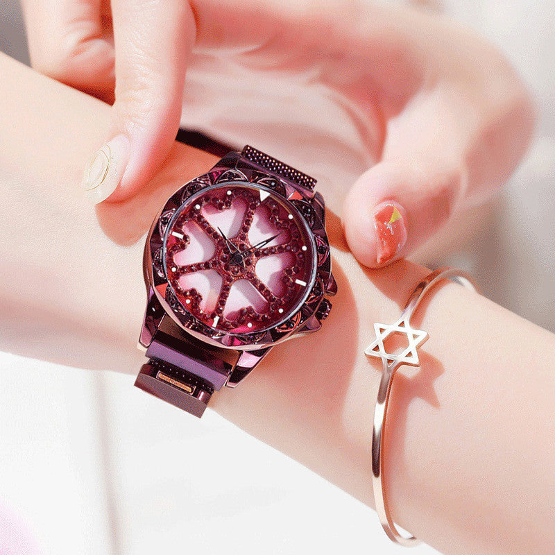 Stylish Ladies Watch with Rotating Dial and Waterproof Strap