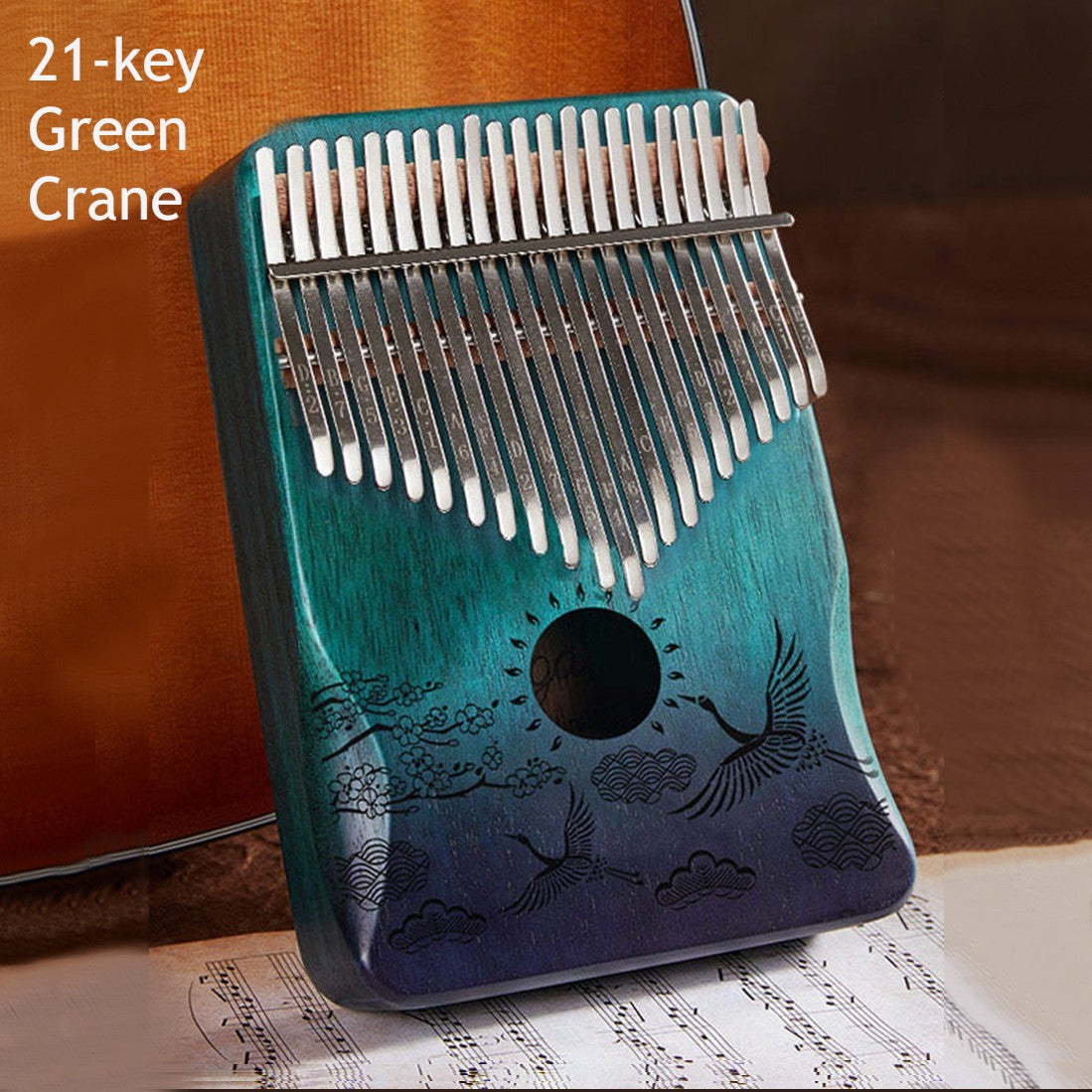 Compact Kalimba with 21 Keys and Natural Wood Base