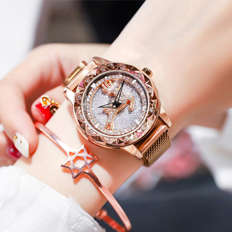 Stylish Ladies Watch with Rotating Dial and Waterproof Strap