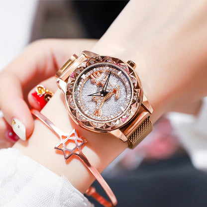 Stylish Ladies Watch with Rotating Dial and Waterproof Strap