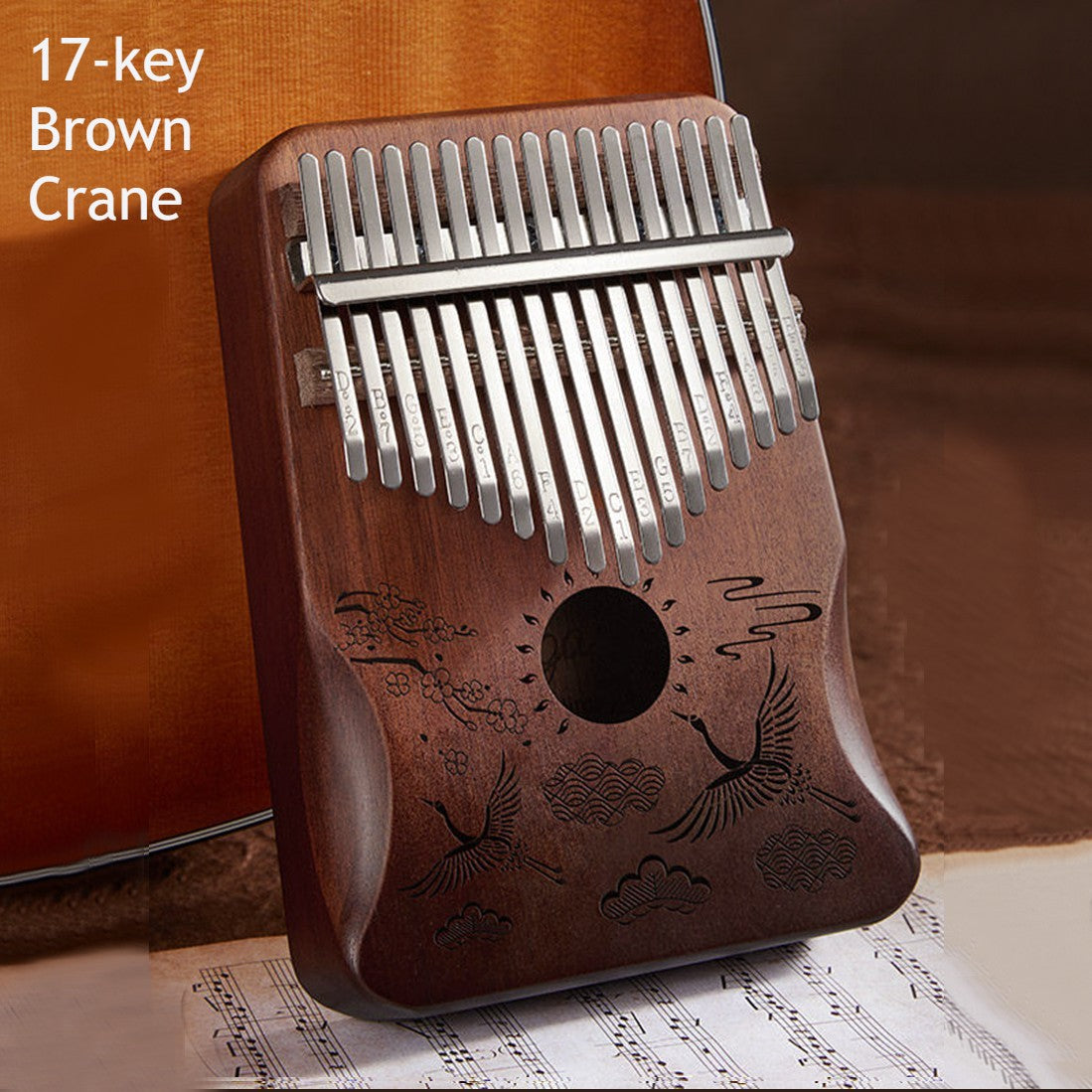 Compact Kalimba with 21 Keys and Natural Wood Base