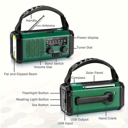 Portable Solar Crank Emergency Radio with Power Bank