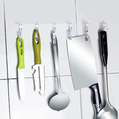Clear 6 Hook Overdoor Storage Rack