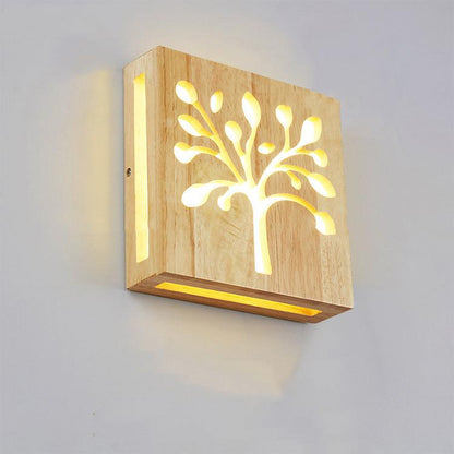 Rustic Wooden LED Wall Light