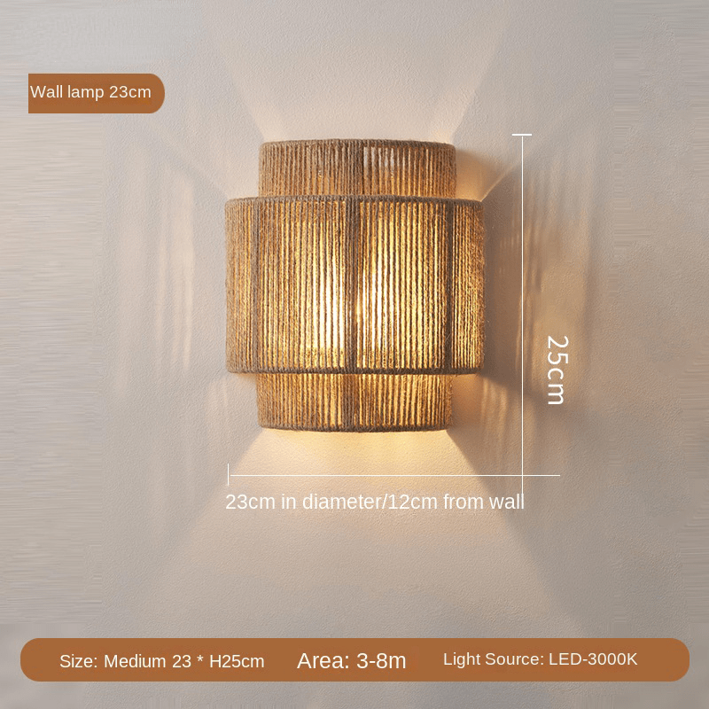 Rustic Woven LED Table Lamp Natural Fiber Shade - Befez