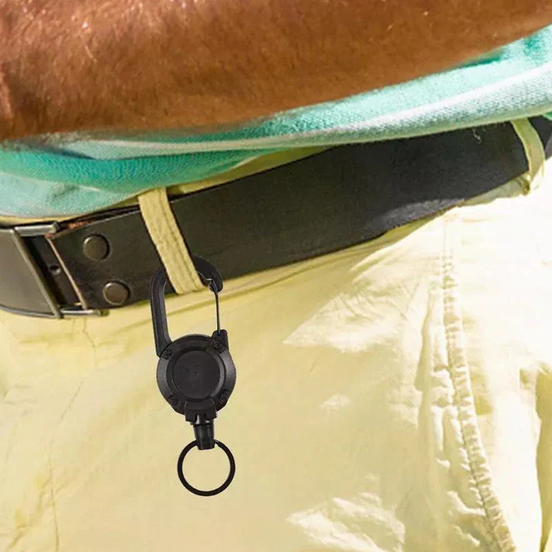 Compact Retractable Outdoor Keychain with Wire Rope