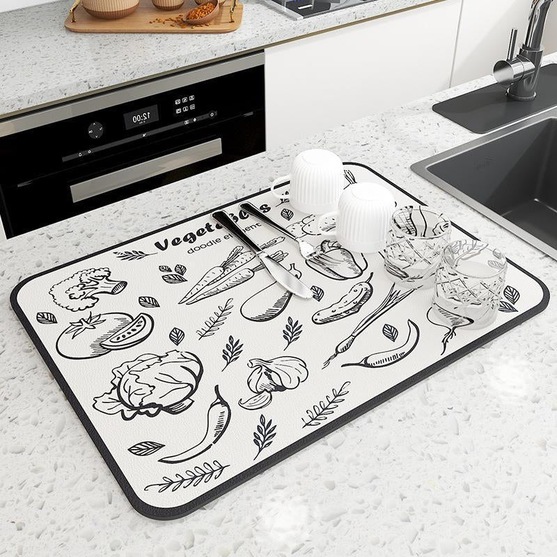 Large Absorbent Kitchen Dish Drying Mat