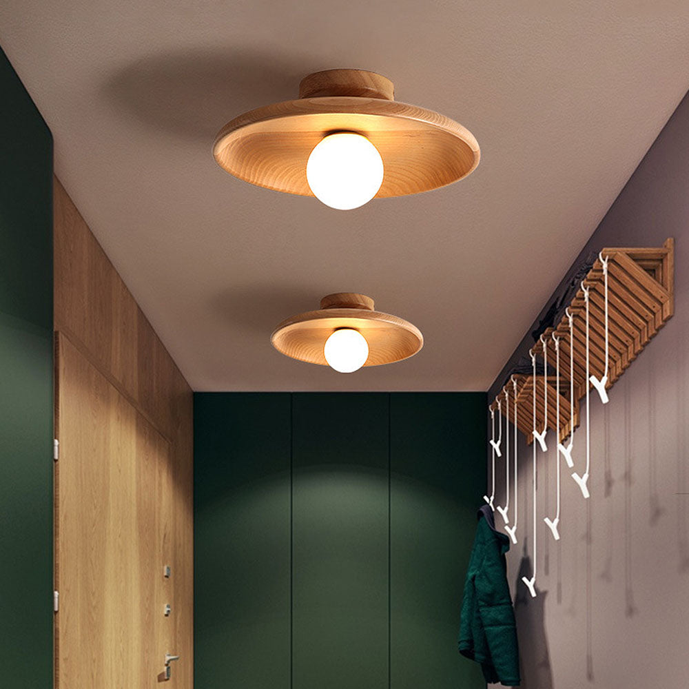 Simple Wood Round Ceiling Lamp for Home Lighting