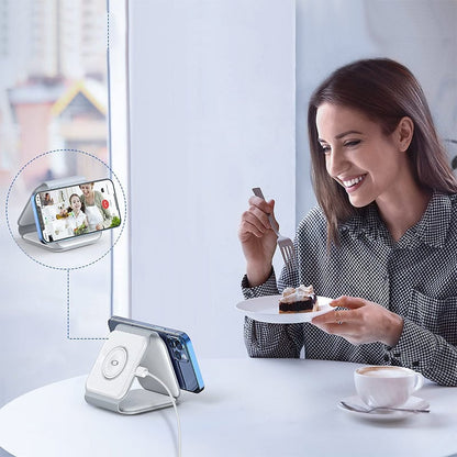 Compact 3 in 1 Portable Wireless Charging Pad