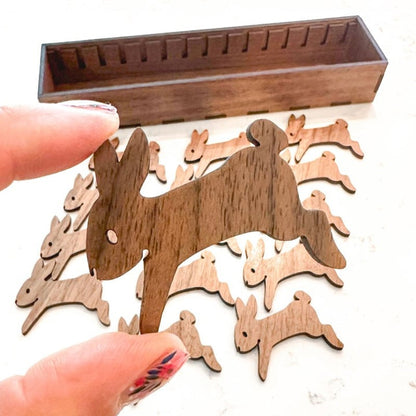 Wooden Bunny Sewing Thread Organizer Storage Set