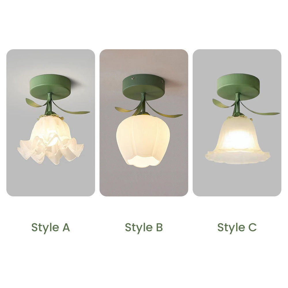 Stylish Ceiling Lamp with Decorative Glass Shade