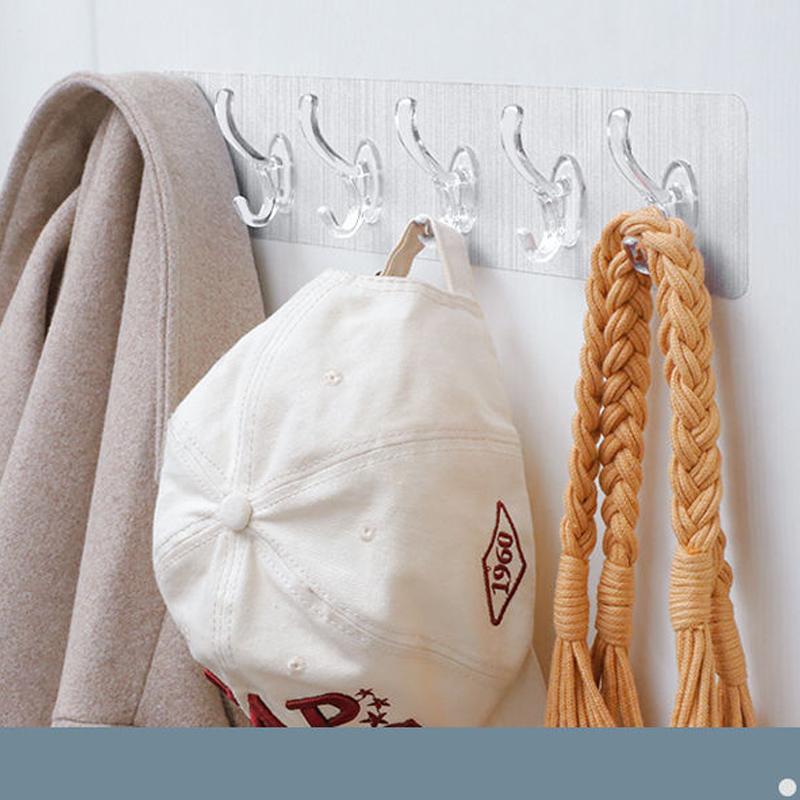 Clear 6 Hook Overdoor Storage Rack