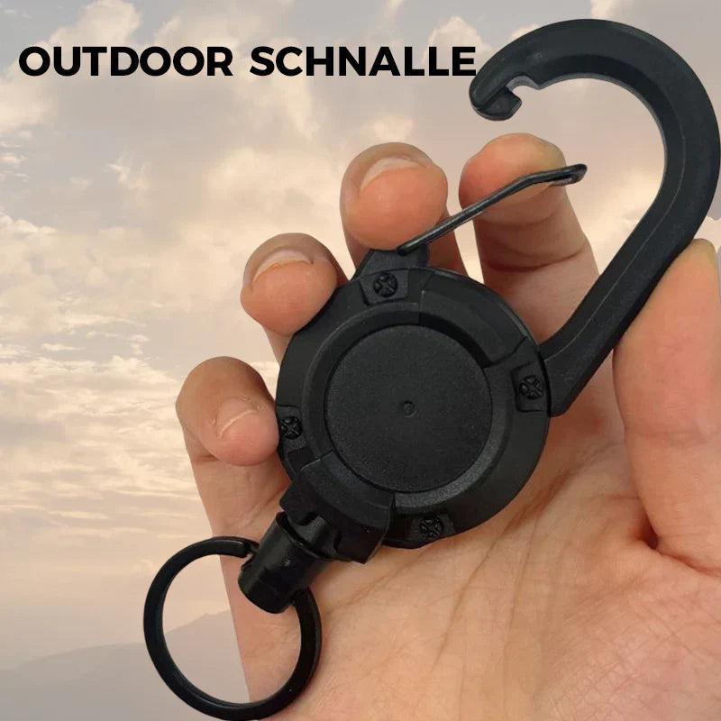 Compact Retractable Outdoor Keychain with Wire Rope