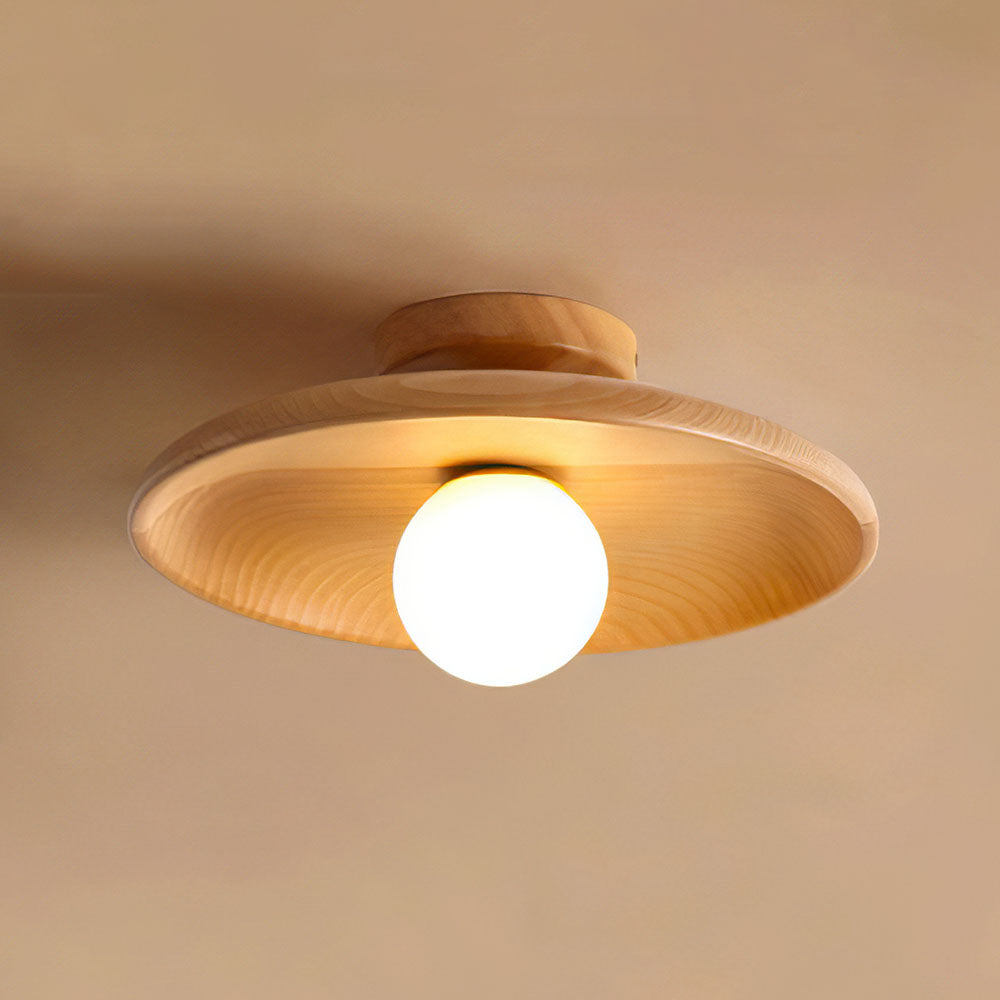Simple Wood Round Ceiling Lamp for Home Lighting