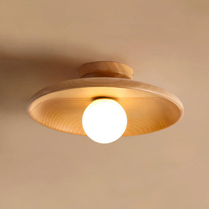 Simple Wood Round Ceiling Lamp for Home Lighting