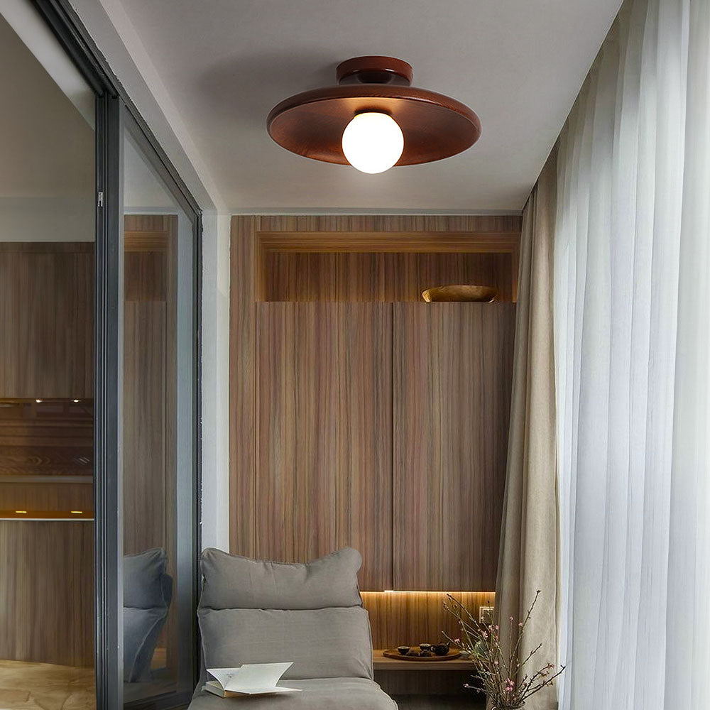 Simple Wood Round Ceiling Lamp for Home Lighting