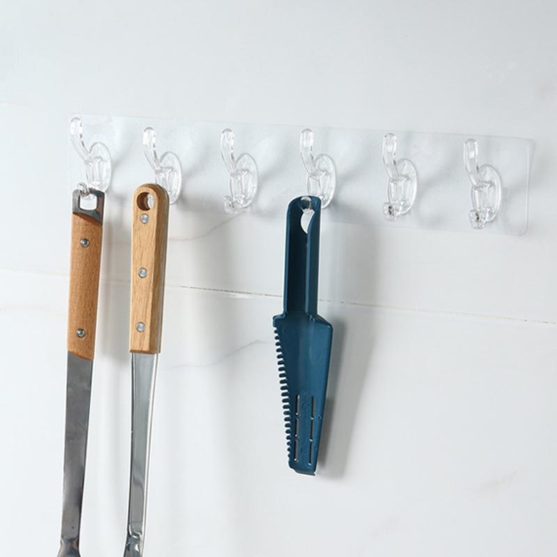 Clear 6 Hook Overdoor Storage Rack