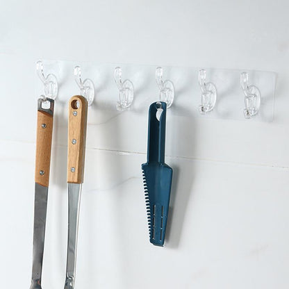 Clear 6 Hook Overdoor Storage Rack