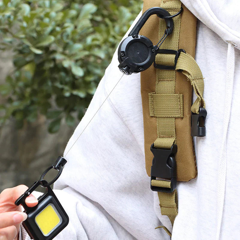 Compact Retractable Outdoor Keychain with Wire Rope