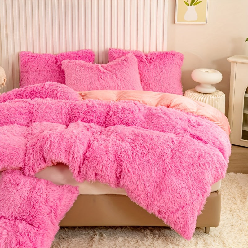 Cozy Soft Plush Duvet Cover Set with Zipper