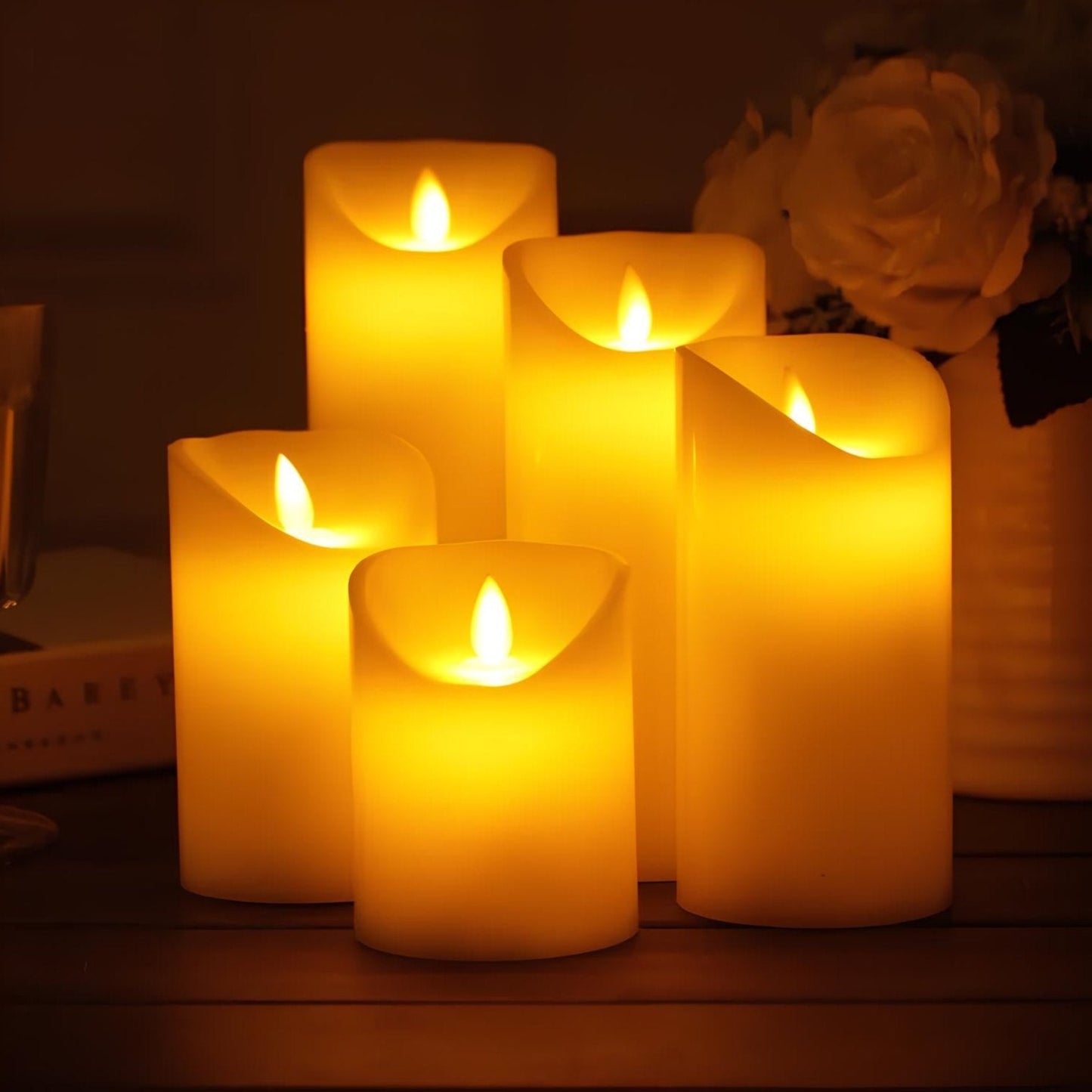 Warm White Flicker LED Candles with Realistic Wax Look