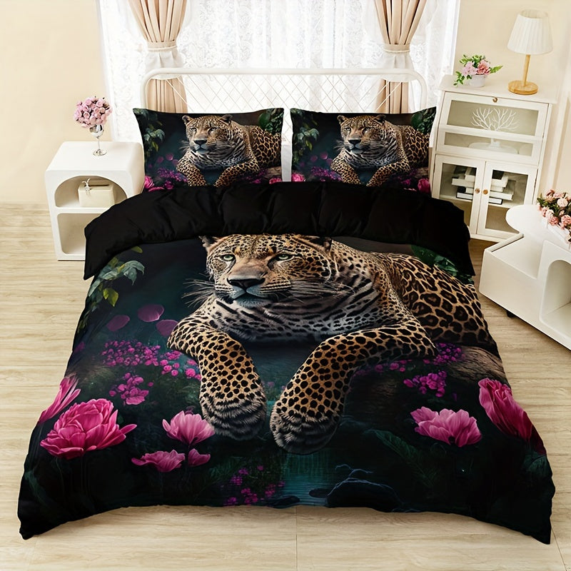 Vibrant Floral Animal Print Bedding Set