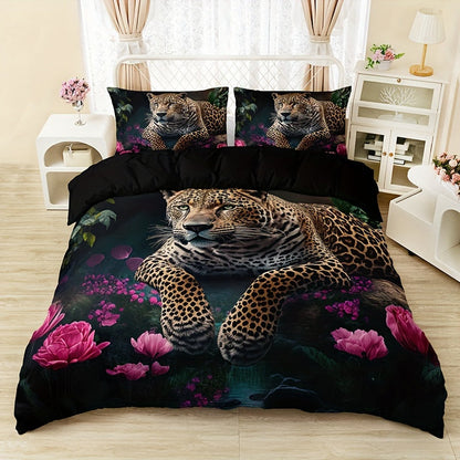 Vibrant Floral Animal Print Bedding Set