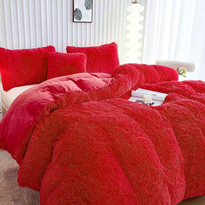 Cozy Soft Plush Duvet Cover Set with Zipper