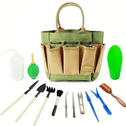 Compact 13-Piece Gardening Tool Kit with Storage Bag