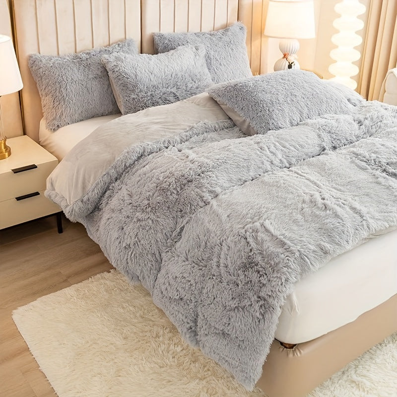 Cozy Soft Plush Duvet Cover Set with Zipper