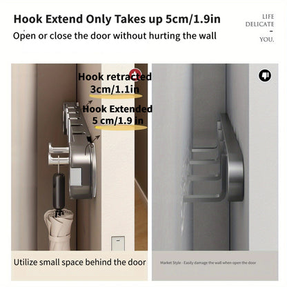 Easy Install Wall Hook Panel 5 Hook Storage Rack