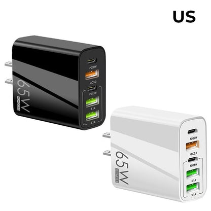 Compact 6 Port Fast Charger 65W US Plug