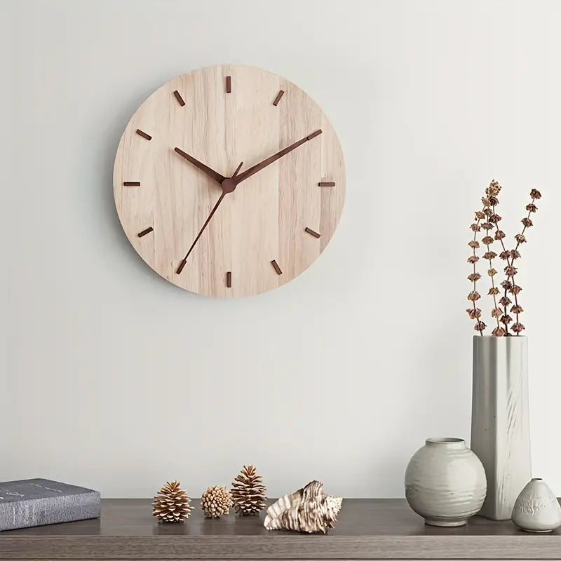 Simple Wooden Round Wall Clock