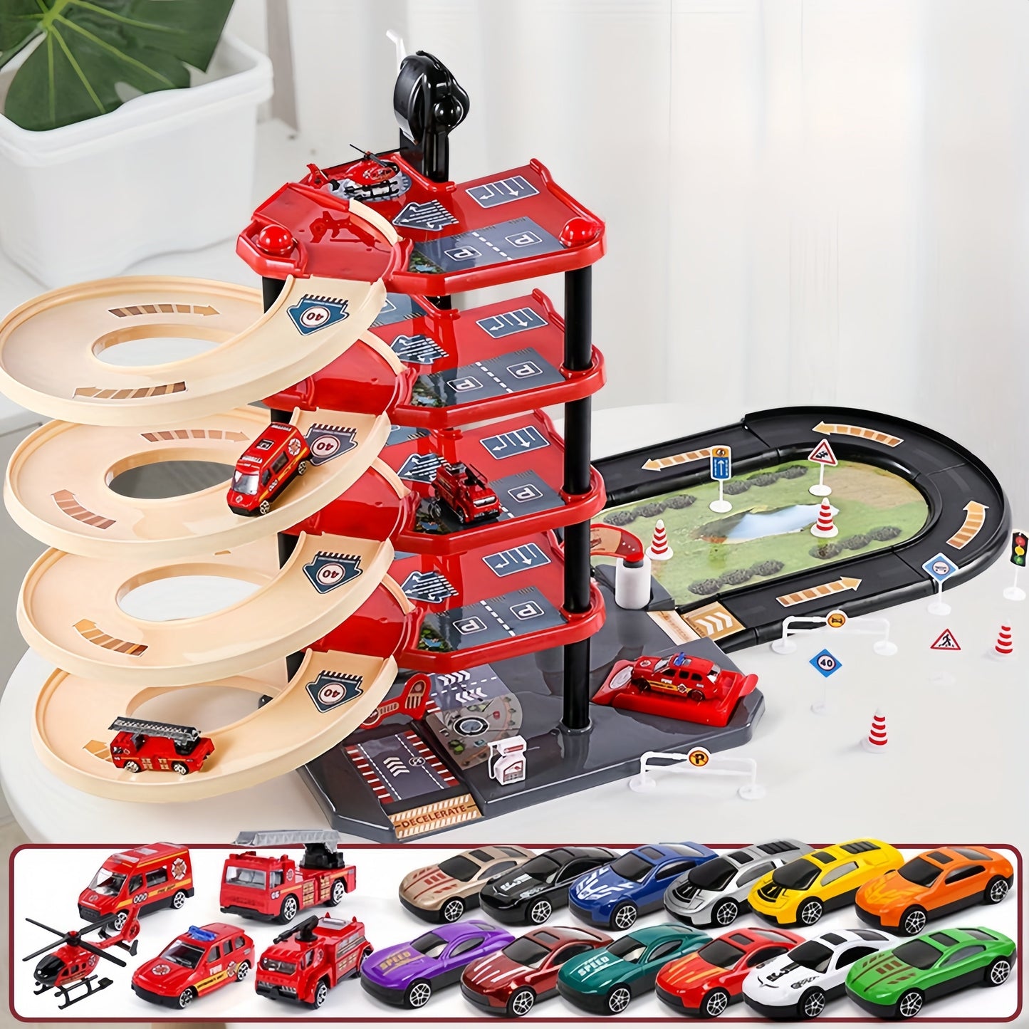 Action Fire Station Playset with Police Cars