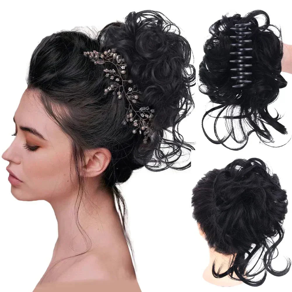 Easy Clip-in Bun for Curly Hair with Volume