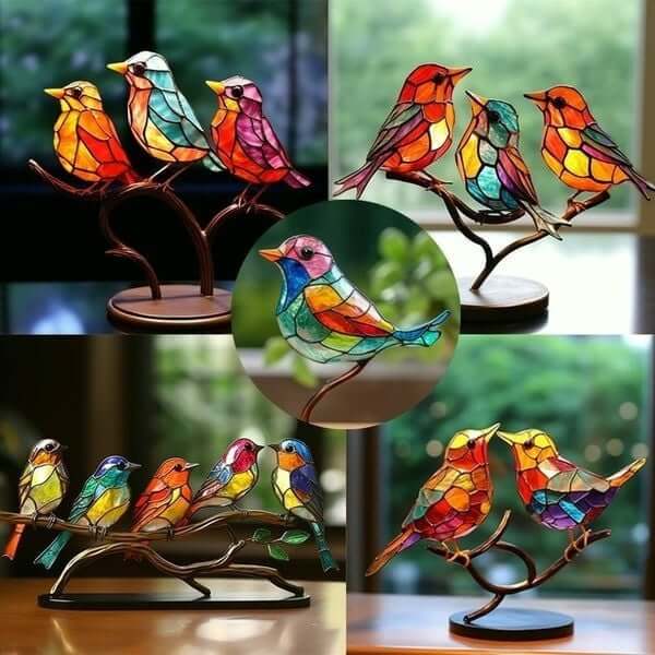 Vibrant Bird Figurine Decorative Desk Ornaments