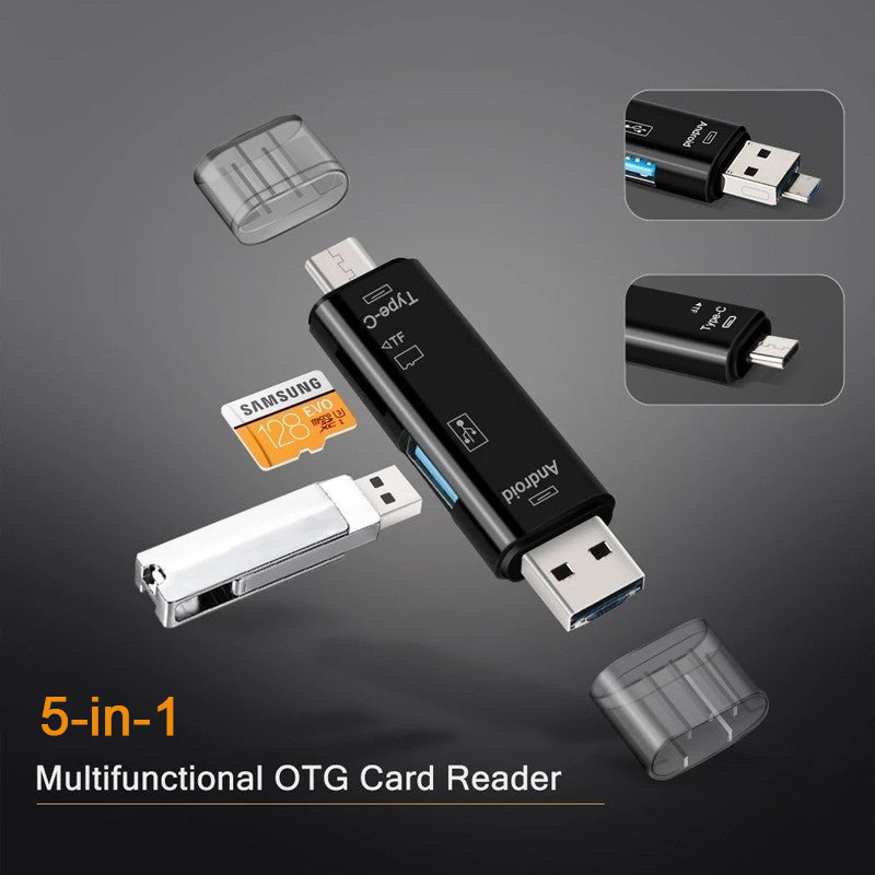 Compact 5-in-1 Multi SD Card Reader with 32GB Bonus Card - Befez