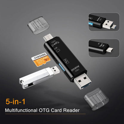 Compact 5-in-1 Multi SD Card Reader with 32GB Bonus Card - Befez