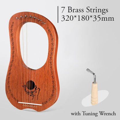 Classic Mahogany Lyre Harp with Brass Strings for All Ages